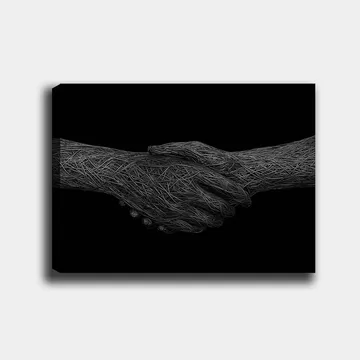 Lerretsbilde 70x100 cm - To hender som håndhilser, symboliserer samarbeid og enhet - Svart / Grå - Interiør - Maleri & posters - Lerretsbilder