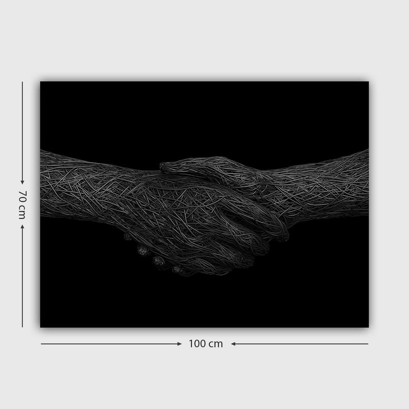Lerretsbilde 70x100 cm - To hender som håndhilser, symboliserer samarbeid og enhet - Svart / Grå - Interiør - Maleri & posters - Lerretsbilder