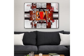 Lerretsbilde 70x100 cm - To stiliserte figurer som danser i en abstrakt komposisjon med spiraler og geometriske former - Rød / Brun / Svart - Interiør - Maleri & posters - Lerretsbilder