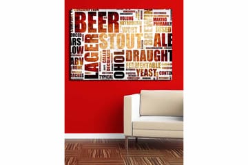 Lerretsbilde 70x100 cm - Typografisk komposisjon med fokus på ulike typer øl og bryggebegreper - Mørk brun / Beige / Svart - Interiør - Maleri & posters - Lerretsbilder