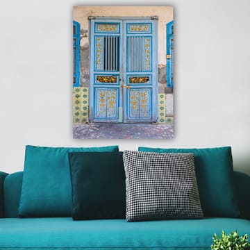 Lerretsbilde 70x100 cm - Vakker blå dør med gulldetaljer og dekorative mønstre - Blå / Gull - Interiør - Maleri & posters - Lerretsbilder