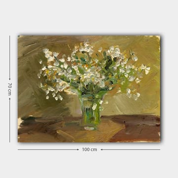 Lerretsbilde 70x100 cm - Vakker blomsterbukett i glassvase - Hvit / Grønn / Brun - Interiør - Maleri & posters - Lerretsbilder