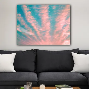 Lerretsbilde 70x100 cm - Vakker himmel med rosa og blå skyer som strekker seg over overflaten - Rosa / Blå - Interiør - Maleri & posters - Lerretsbilder
