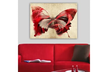 Lerretsbilde 70x100 cm - Vakker sommerfugl bestående av roser, som skaper en harmonisk og drømmeaktig følelse - Rød / Grå - Interiør - Maleri & posters - Lerretsbilder