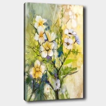 Lerretsbilde 70x100 cm - Vakre blomster i en fargerik og livlig komposisjon - Gul / Hvit / Grønn - Interiør - Maleri & posters - Lerretsbilder