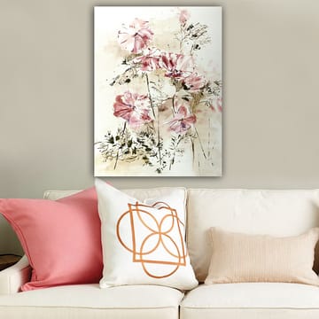 Lerretsbilde 70x100 cm - Vakre rosa blomster i en myk og romantisk komposisjon - Rosa / Beige / Grønn - Interiør - Maleri & posters - Lerretsbilder