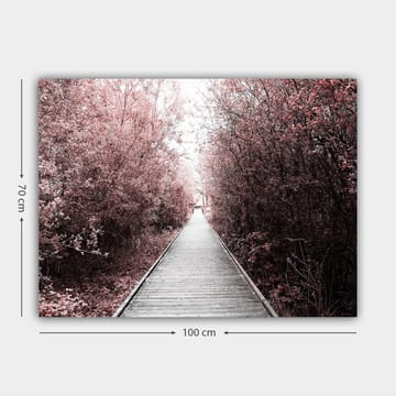 Lerretsbilde 70x100 cm - Vei som fører gjennom en skog av rosa trær - Rosa / Grå - Interiør - Maleri & posters - Lerretsbilder