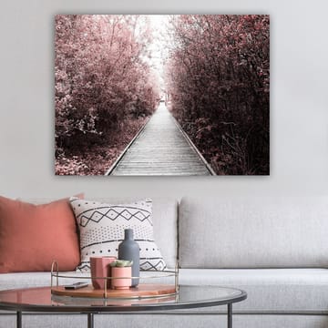 Lerretsbilde 70x100 cm - Vei som fører gjennom en skog av rosa trær - Rosa / Grå - Interiør - Maleri & posters - Lerretsbilder
