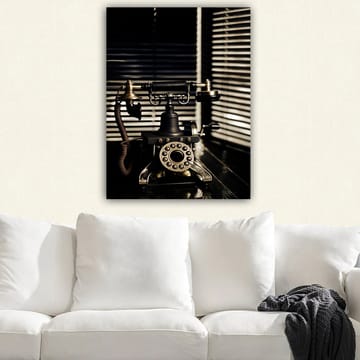 Lerretsbilde 70x100 cm - Vintage telefon med metalldetaljer og et elegant design - Svart / Gull / Brun - Interiør - Maleri & posters - Lerretsbilder