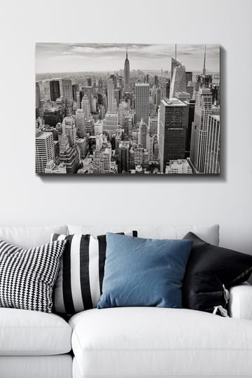 Lerretsbilde 70x100 cm - Panoramautsikt over New Yorks skyline i svart-hvitt - Svart / Hvit / Grå - Interiør - Maleri & posters - Lerretsbilder