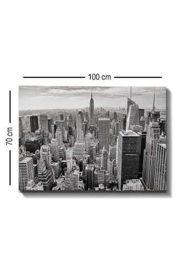 Lerretsbilde 70x100 cm - Panoramautsikt over New Yorks skyline i svart-hvitt - Svart / Hvit / Grå - Interiør - Maleri & posters - Lerretsbilder