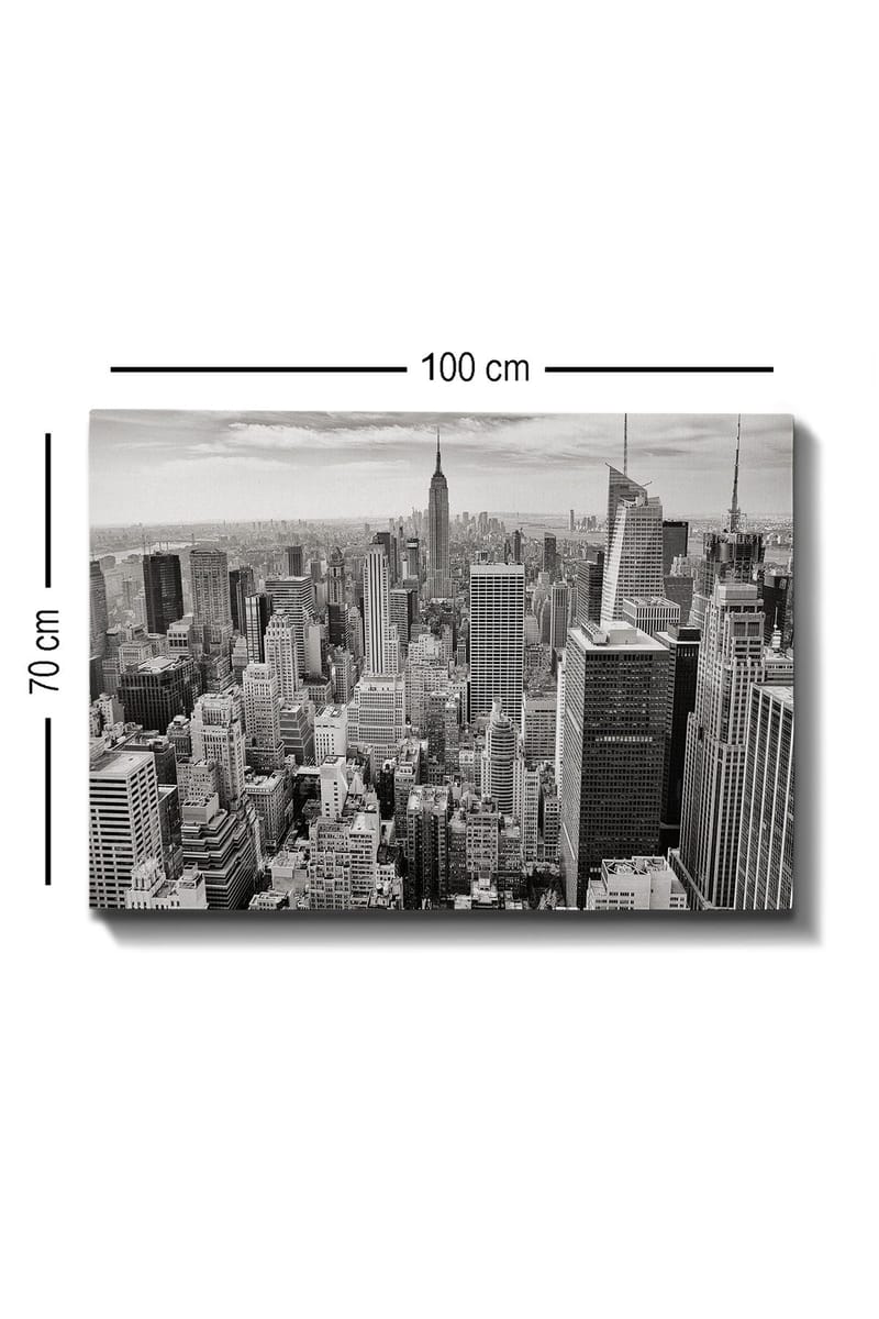 Lerretsbilde 70x100 cm - Panoramautsikt over New Yorks skyline i svart-hvitt - Svart / Hvit / Grå - Interiør - Maleri & posters - Lerretsbilder