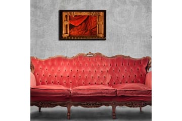 Lerretsbilde 70x45 cm - Dramatisk rød draperi med ornamenterte detaljer - Rød / Gull - Interiør - Maleri & posters - Lerretsbilder