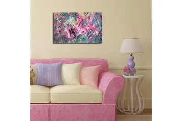 Lerretsbilde 70x45 cm - Fargerik abstrakt komposisjon med rosa og grønne nyanser - Rosa / Grønn / Lilla - Interiør - Maleri & posters - Lerretsbilder