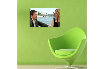 Lerretsbilde 70x45 cm - Intim samtale mellom to personer ved vannet - Hudtone / Svart / Blå - Interiør - Maleri & posters - Lerretsbilder