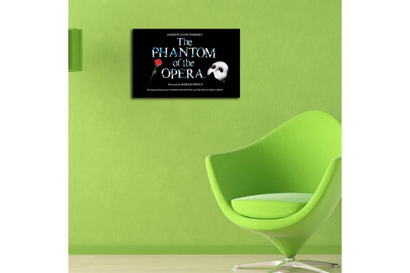 Lerretsbilde 70x45 cm - Maske og rose fra Phantom of the Opera - Svart / Hvit / Rød - Interiør - Maleri & posters - Lerretsbilder