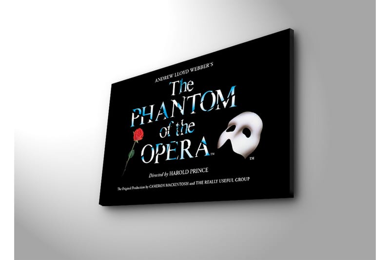 Lerretsbilde 70x45 cm - Maske og rose fra Phantom of the Opera - Svart / Hvit / Rød - Interiør - Maleri & posters - Lerretsbilder