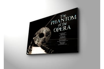 Lerretsbilde 70x45 cm - Maske og piano i en dramatisk komposisjon - Svart / Sølv / Hvit - Interiør - Maleri & posters - Lerretsbilder