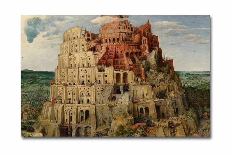 Lerretsbilde 70x45 cm - Storslått tårnstruktur i flere nivåer - Beige / Rød / Grønn - Interiør - Maleri & posters - Lerretsbilder