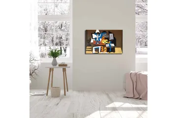 Lerretsbilde 70x45 cm - Tre musikere i en fargerik komposisjon - Blå / Rød / Brun - Interiør - Maleri & posters - Lerretsbilder