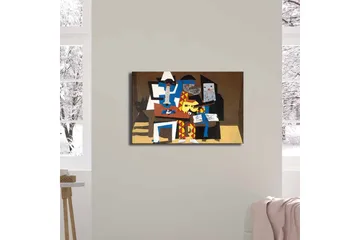 Lerretsbilde 70x45 cm - Tre musikere i en fargerik komposisjon - Blå / Rød / Brun - Interiør - Maleri & posters - Lerretsbilder