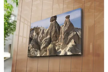 Lerretsbilde 70x45 cm - Unike fjellformasjoner i Kappadokia - Beige / Grå / Blå - Interiør - Maleri & posters - Lerretsbilder