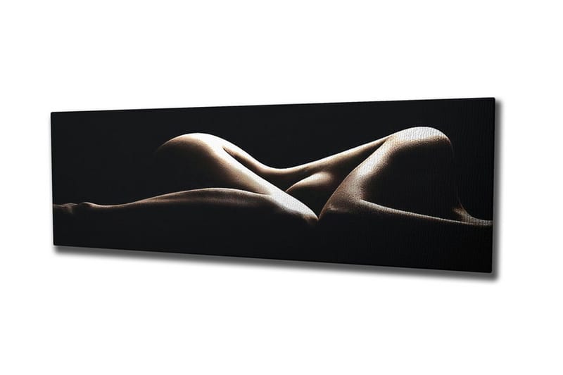 Lerretsbilde 80x30 cm - Sensuell komposisjon av nakne kropper i myke former, Beige / Svart