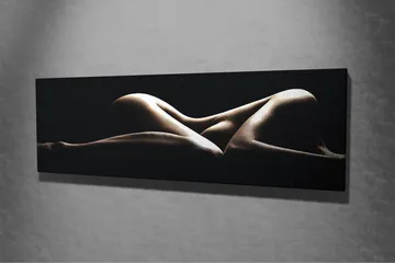 Lerretsbilde 80x30 cm - Sensuell komposisjon av nakne kropper i myke former - Beige / Svart - Interiør - Maleri & posters - Lerretsbilder