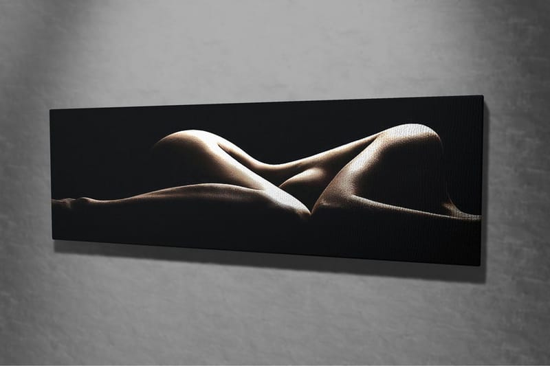 Lerretsbilde 80x30 cm - Sensuell komposisjon av nakne kropper i myke former - Beige / Svart - Interiør - Maleri & posters - Lerretsbilder