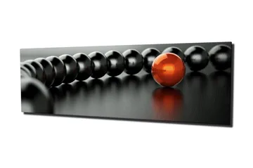 Lerretsbilde 80x30 cm - Svart og rød kulekjede med en fremtredende rød kule - Svart / Rød - Interiør - Maleri & posters - Lerretsbilder