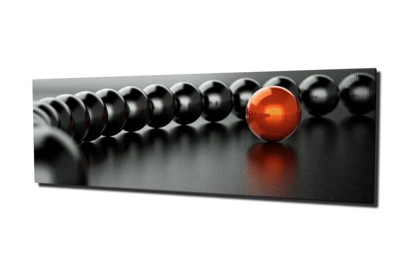 Lerretsbilde 80x30 cm - Svart og rød kulekjede med en fremtredende rød kule - Svart / Rød - Interiør - Maleri & posters - Lerretsbilder