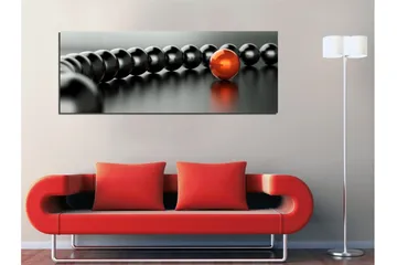 Lerretsbilde 80x30 cm - Svart og rød kulekjede med en fremtredende rød kule - Svart / Rød - Interiør - Maleri & posters - Lerretsbilder