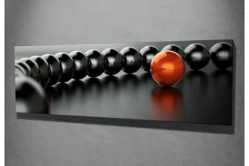 Lerretsbilde 80x30 cm - Svart og rød kulekjede med en fremtredende rød kule - Svart / Rød - Interiør - Maleri & posters - Lerretsbilder