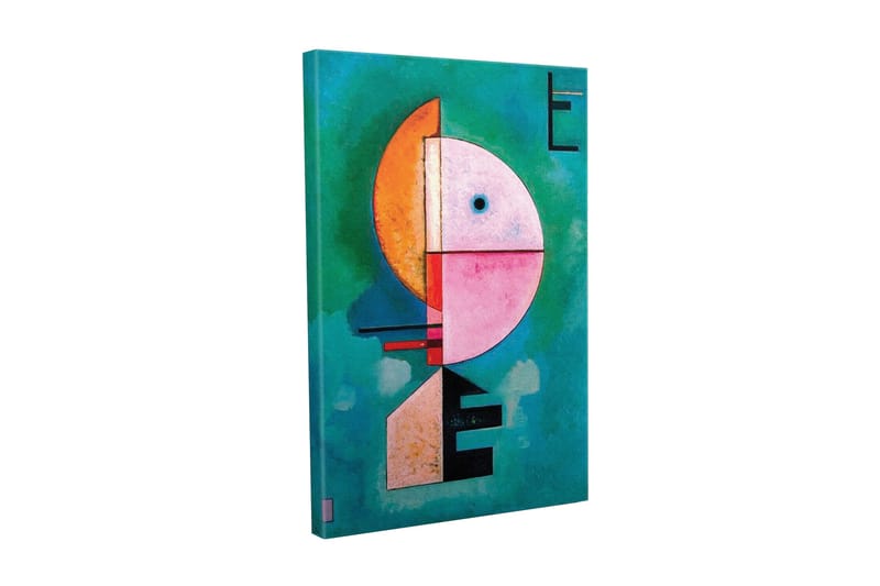 Lerretsbilde - Abstrakt ansikt med geometriske former, Turkis / Rosa / Oransje