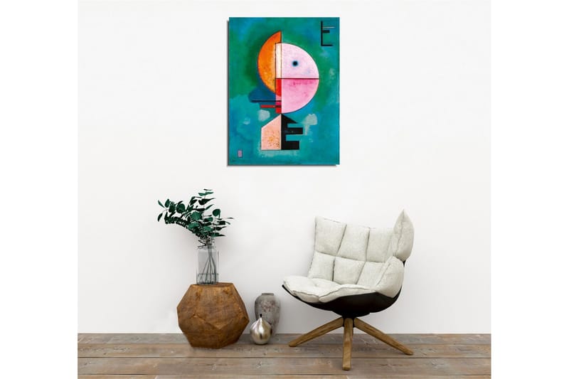 Lerretsbilde - Abstrakt ansikt med geometriske former - Turkis / Rosa / Oransje - Interiør - Maleri & posters - Lerretsbilder