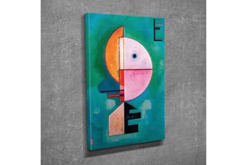 Lerretsbilde - Abstrakt ansikt med geometriske former - Turkis / Rosa / Oransje - Interiør - Maleri & posters - Lerretsbilder