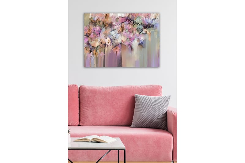 Lerretsbilde - Abstrakt blomsterkomposisjon i myke pastellfarger - Lilla / Rosa / Beige - Interiør - Maleri & posters - Lerretsbilder