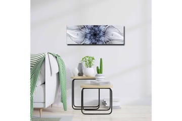 Lerretsbilde - Abstrakt blomstermotiv med flytende former - Blå / Hvit / Svart - Interiør - Maleri & posters - Lerretsbilder