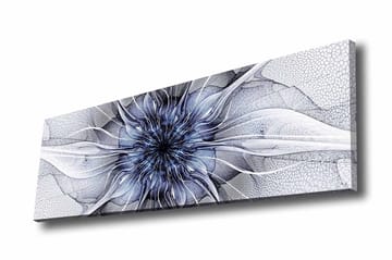 Lerretsbilde - Abstrakt blomstermotiv med flytende former - Blå / Hvit / Svart - Interiør - Maleri & posters - Lerretsbilder