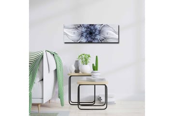 Lerretsbilde - Abstrakt blomstermotiv med flytende former - Blå / Hvit / Svart - Interiør - Maleri & posters - Lerretsbilder