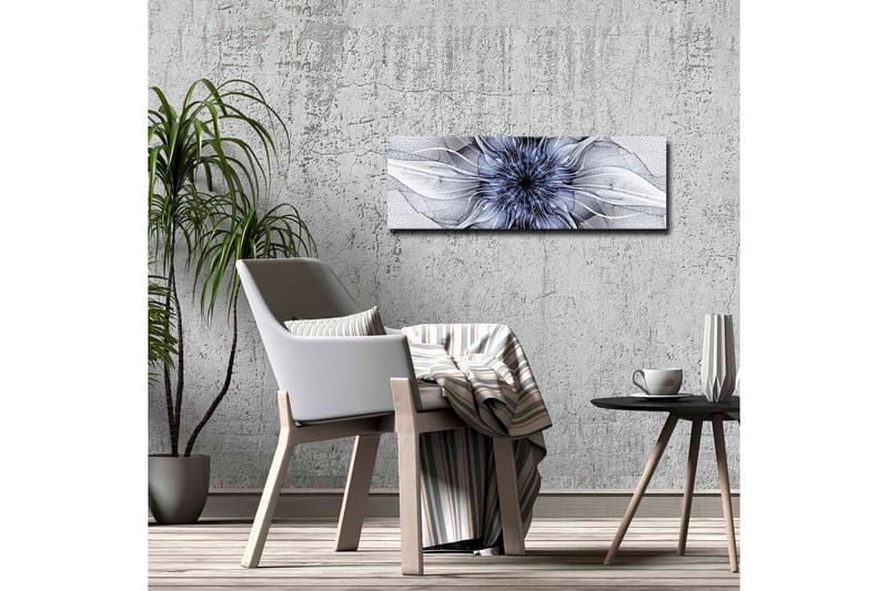 Lerretsbilde - Abstrakt blomstermotiv med flytende former - Blå / Hvit / Svart - Interiør - Maleri & posters - Lerretsbilder