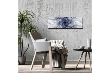 Lerretsbilde - Abstrakt blomstermotiv med flytende former - Blå / Hvit / Svart - Interiør - Maleri & posters - Lerretsbilder