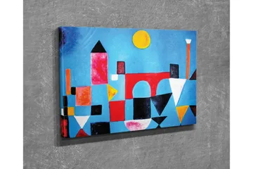 Lerretsbilde - Abstrakt bybilde med geometriske former og fargerike bygninger - Blå / Rød / Svart - Interiør - Maleri & posters - Lerretsbilder