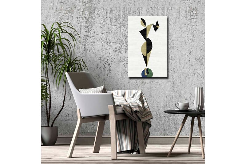 Lerretsbilde - Abstrakt figur i geometriske former - Svart / Beige / Grønn - Interiør - Maleri & posters - Lerretsbilder