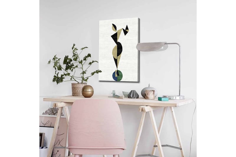 Lerretsbilde - Abstrakt figur i geometriske former - Svart / Beige / Grønn - Interiør - Maleri & posters - Lerretsbilder