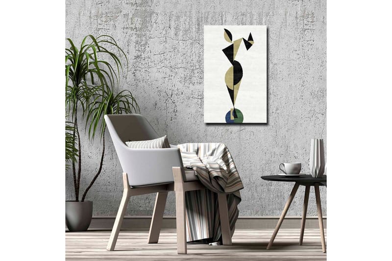 Lerretsbilde - Abstrakt figur i geometriske former - Svart / Beige / Grønn - Interiør - Maleri & posters - Lerretsbilder