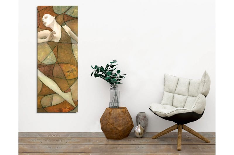 Lerretsbilde - Abstrakt figur med myke linjer og geometriske former - Terrakotta / Beige / Grønn - Interiør - Maleri & posters - Lerretsbilder