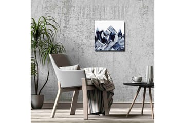 Lerretsbilde - Abstrakt fjelllandskap med geometriske former - Mørk blå / Grå / Hvit - Interiør - Maleri & posters - Lerretsbilder