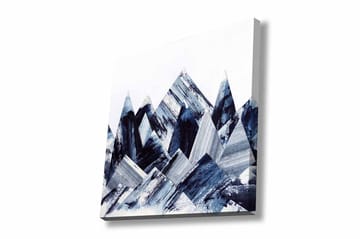 Lerretsbilde - Abstrakt fjelllandskap med geometriske former - Mørk blå / Grå / Hvit - Interiør - Maleri & posters - Lerretsbilder