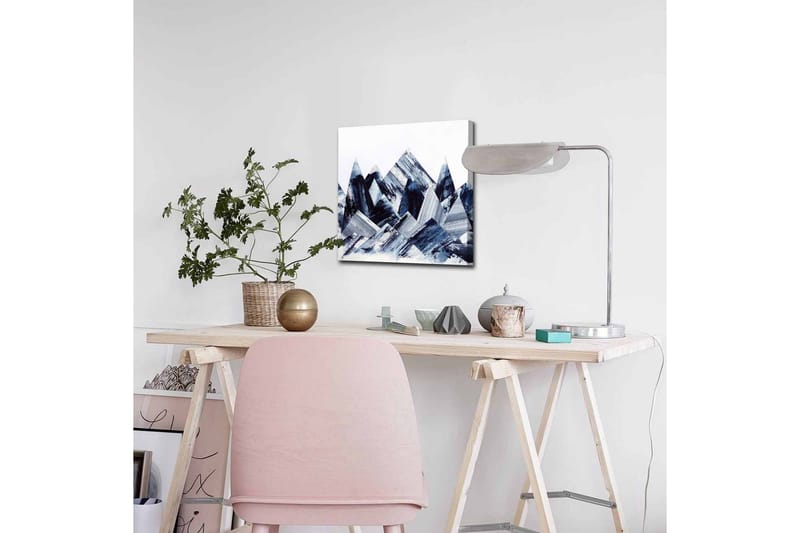 Lerretsbilde - Abstrakt fjelllandskap med geometriske former - Mørk blå / Grå / Hvit - Interiør - Maleri & posters - Lerretsbilder